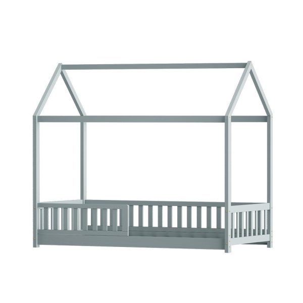 Alexandria Wooden Bed Frame House Shape Pine Timber Base Single Size Platform – Grey