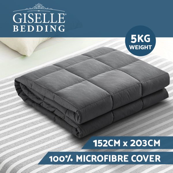 Weighted Blanket Heavy Gravity Blankets Adult Deep Sleep Ralax Washable – Grey, 5 KG
