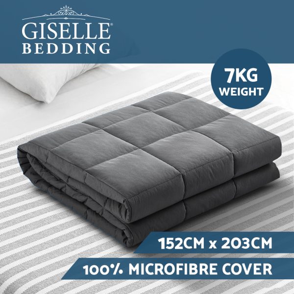 Weighted Blanket Heavy Gravity Blankets Adult Deep Sleep Ralax Washable – Grey, 7 KG