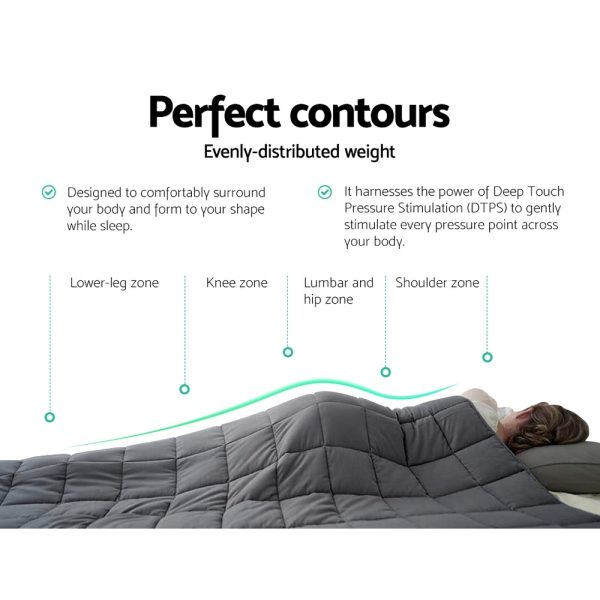Weighted Blanket Heavy Gravity Blankets Adult Deep Sleep Ralax Washable – Grey, 7 KG