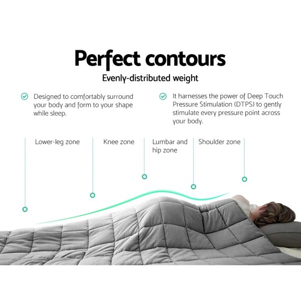 Weighted Blanket Heavy Gravity Blankets Adult Deep Sleep Ralax Washable – Light Grey, 7 KG