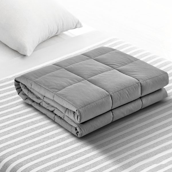 Weighted Blanket Heavy Gravity Blankets Adult Deep Sleep Ralax Washable – Light Grey, 7 KG