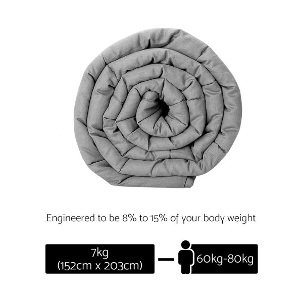 Weighted Blanket Heavy Gravity Blankets Adult Deep Sleep Ralax Washable – Light Grey, 7 KG