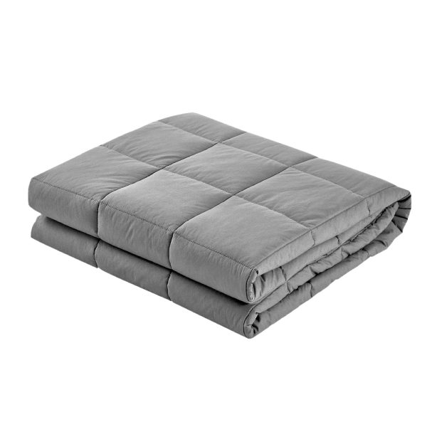 Weighted Blanket Heavy Gravity Blankets Adult Deep Sleep Ralax Washable – Light Grey, 7 KG