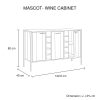 Wine Cabinet with 2 Strorage and open Selves Bar Cabinet Cupboard in Oak Colour