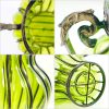 Green Colored Glass Flower Vase with 4 Bunch 9 Heads Artificial Fake Silk Rose Home Decor Set