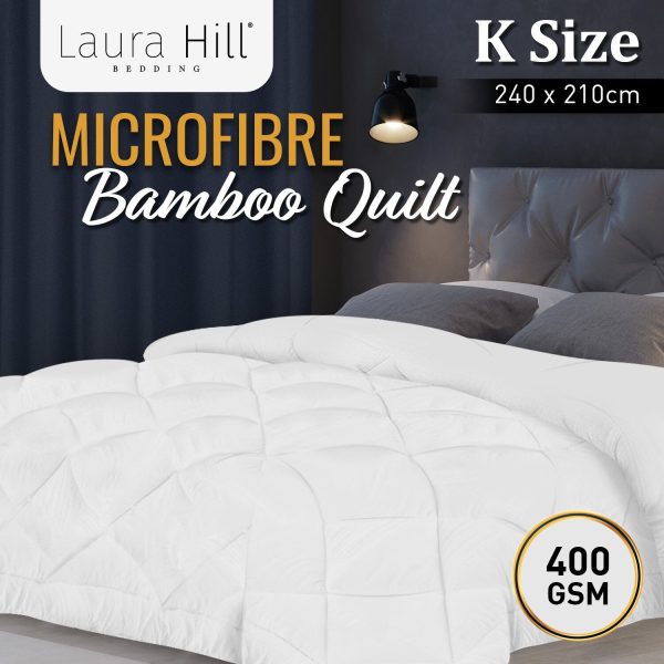 Laura Hill 400GSM Microfibre Bamboo Quilt Comforter Doona – KING, 400 GSM