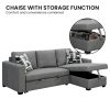 Fontana Pullout Sofa Bed with Storage Chaise Lounge  Sarantino – Grey