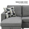 Fontana Pullout Sofa Bed with Storage Chaise Lounge  Sarantino – Grey