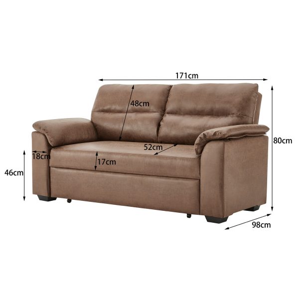 Carpinteria Distressed Fabric Sofa Bed Couch Lounge – Brown