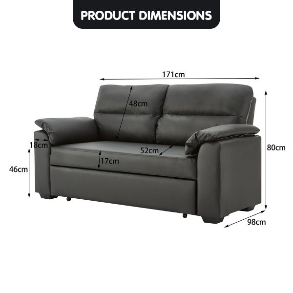 DuPont Faux Leather Sofa Bed Couch Lounge – Black