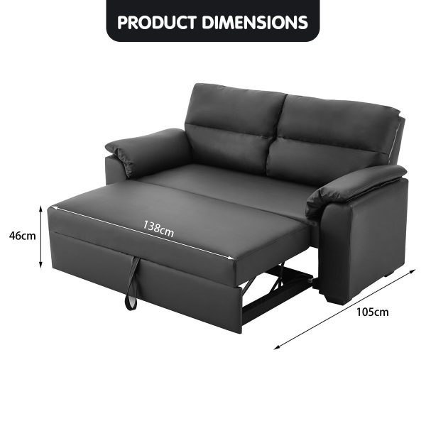 DuPont Faux Leather Sofa Bed Couch Lounge – Black