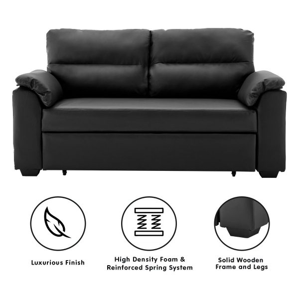 DuPont Faux Leather Sofa Bed Couch Lounge – Black